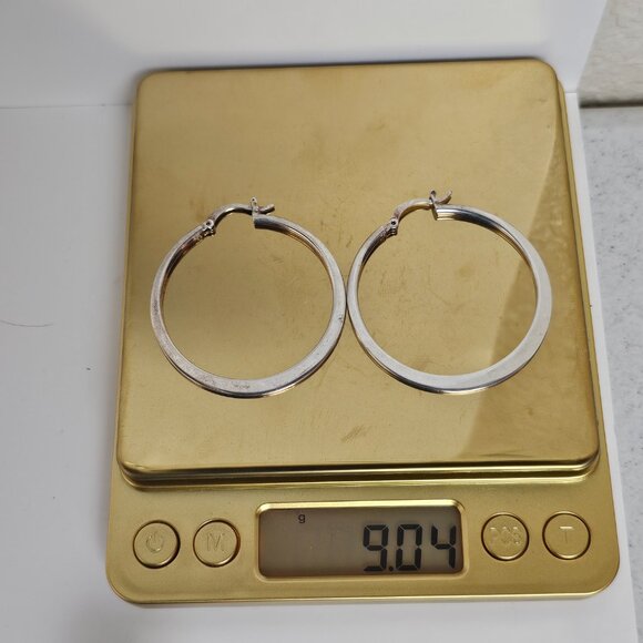 Sterling Silver 925 Hoop Earrings 1 1/4" w x 1 13/16" l 9.04 Grams Not Scrap - Picture 5 of 7